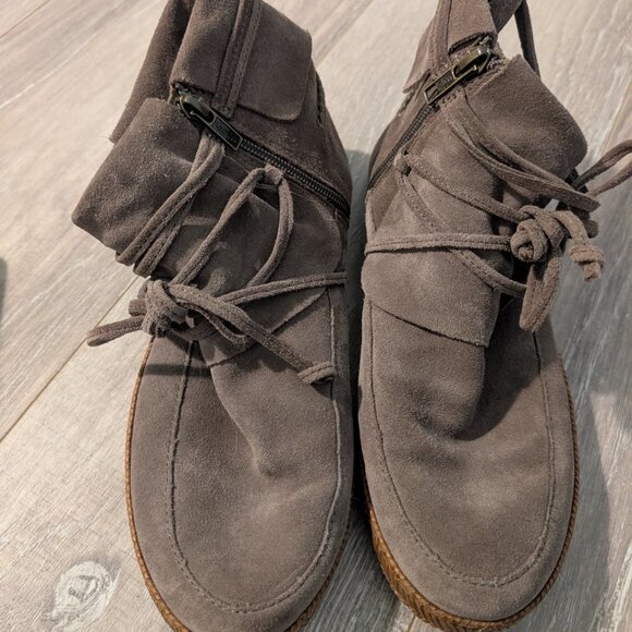 Ugg Womens 1019129 sz 7 Brown Suede Zip Up Ankle Boots #14 - Picture 2 of 9